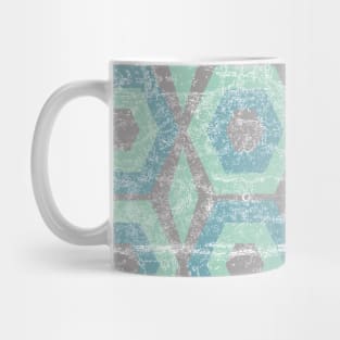 Blue and Green Textured Hexagon Pattern Design Mug